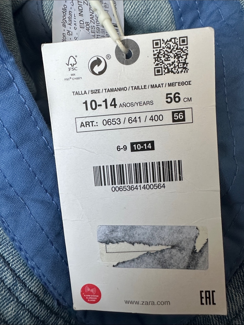 Zara Denim Bucket Hat in Light Blue - Picture 7 of 8